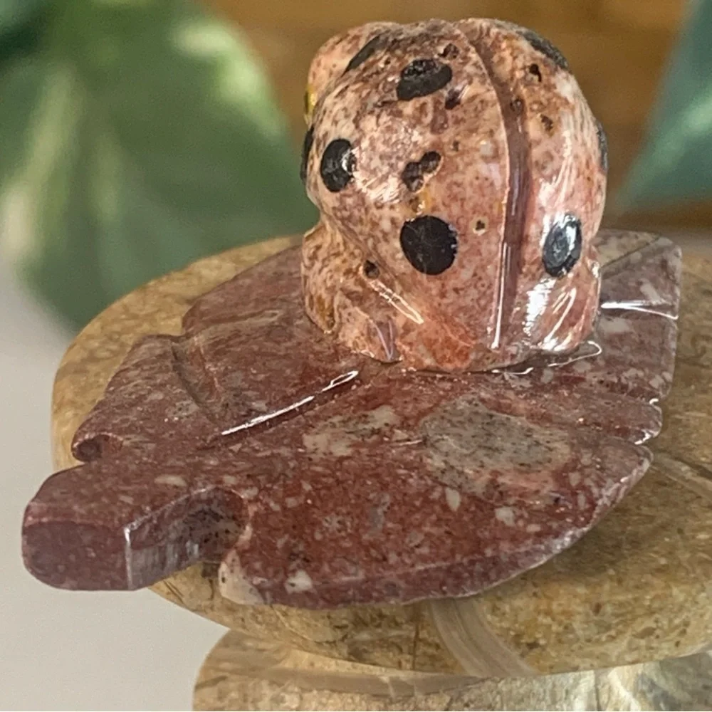 Miniature LADYBUG Stone Carving Mini BEETLE Figurine Steatite Soapstone Insect